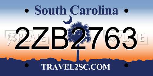2ZB2763 South Carolina License Plate