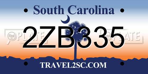 2ZB335 South Carolina License Plate