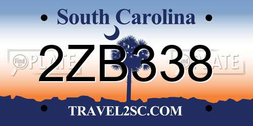 2ZB338 South Carolina License Plate