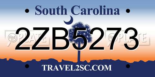 2ZB5273 South Carolina License Plate