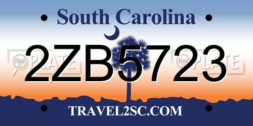 2ZB5723 South Carolina License Plate