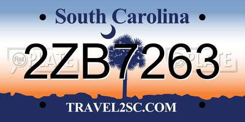 2ZB7263 South Carolina License Plate