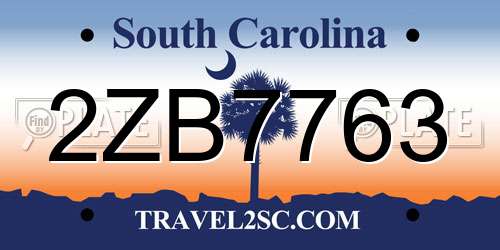 2ZB7763 South Carolina License Plate