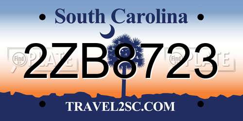2ZB8723 South Carolina License Plate