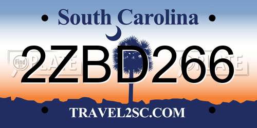 2ZBD266 South Carolina License Plate