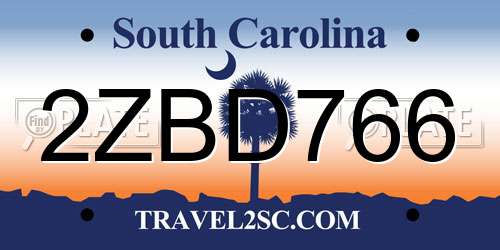 2ZBD766 South Carolina License Plate