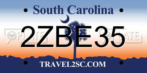 2ZBE35 South Carolina License Plate