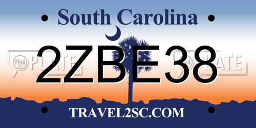 2ZBE38 South Carolina License Plate
