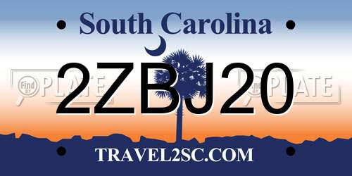 2ZBJ20 South Carolina License Plate