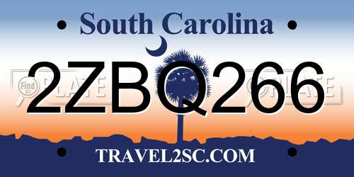 2ZBQ266 South Carolina License Plate