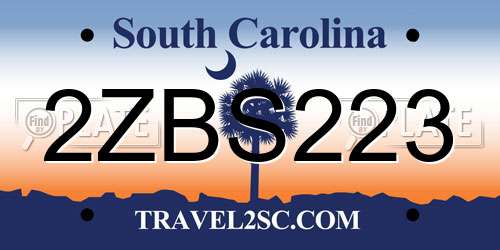 2ZBS223 South Carolina License Plate