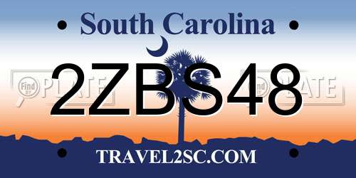 2ZBS48 South Carolina License Plate
