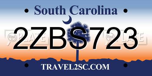 2ZBS723 South Carolina License Plate