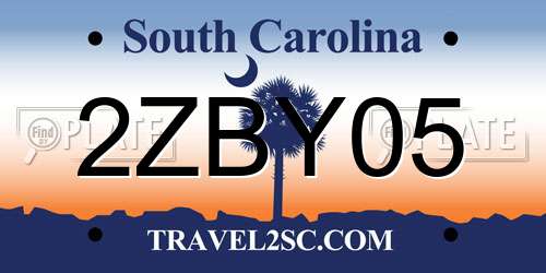 2ZBY05 South Carolina License Plate