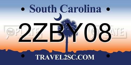 2ZBY08 South Carolina License Plate