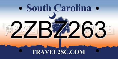 2ZBZ263 South Carolina License Plate