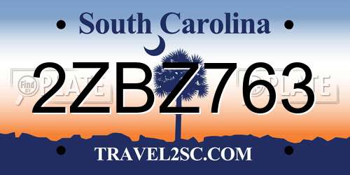 2ZBZ763 South Carolina License Plate