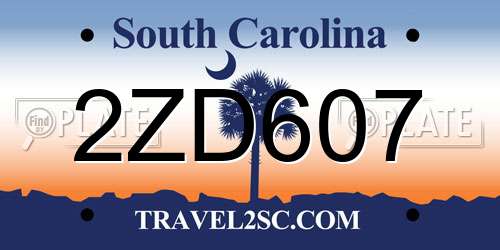 2ZD607 South Carolina License Plate