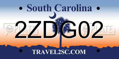 2ZDG02 South Carolina License Plate