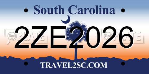 2ZE2026 South Carolina License Plate