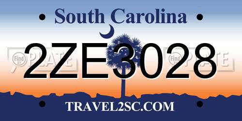 2ZE3028 South Carolina License Plate