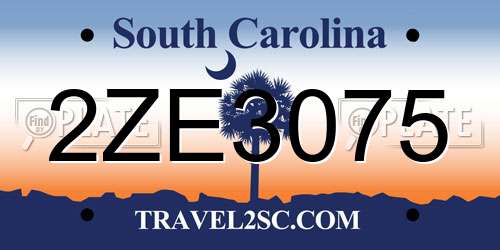 2ZE3075 South Carolina License Plate