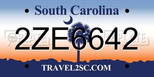 2ZE6642 South Carolina License Plate