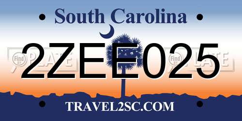 2ZEE025 South Carolina License Plate
