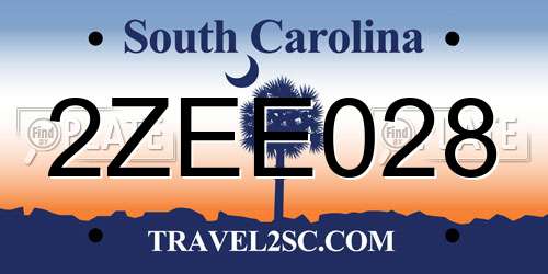 2ZEE028 South Carolina License Plate