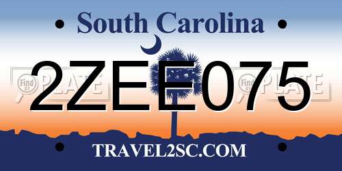 2ZEE075 South Carolina License Plate