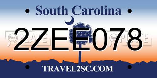 2ZEE078 South Carolina License Plate