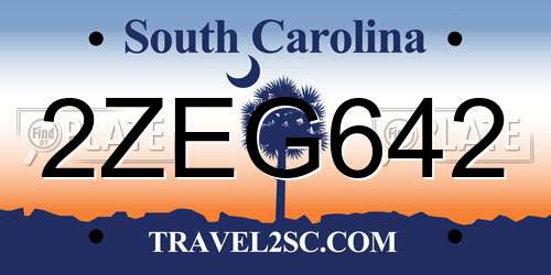 2ZEG642 South Carolina License Plate