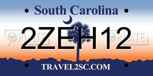 2ZEH12 South Carolina License Plate