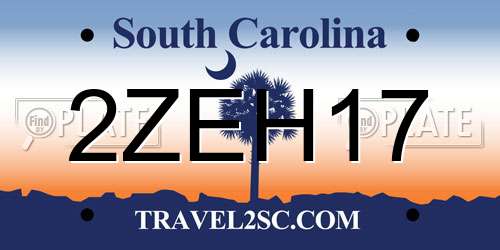 2ZEH17 South Carolina License Plate