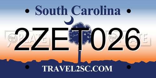 2ZET026 South Carolina License Plate