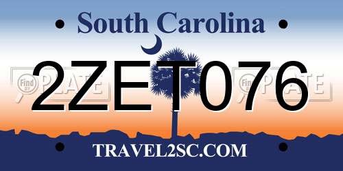 2ZET076 South Carolina License Plate