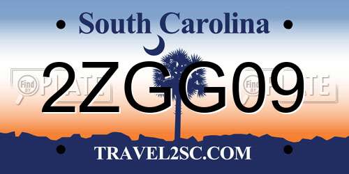 2ZGG09 South Carolina License Plate