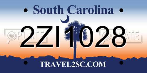 2ZI1028 South Carolina License Plate