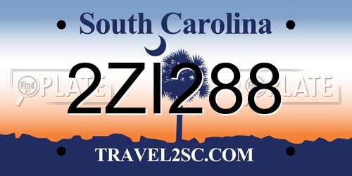 2ZI288 South Carolina License Plate