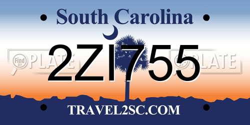 2ZI755 South Carolina License Plate