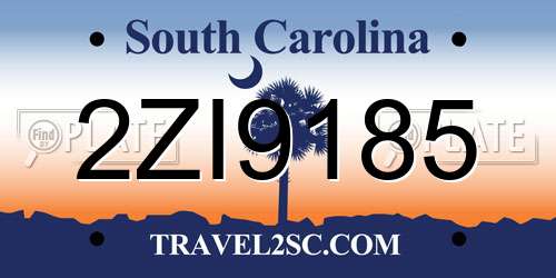 2ZI9185 South Carolina License Plate