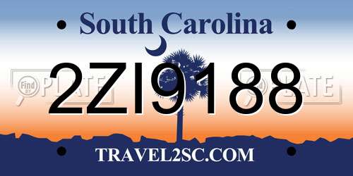 2ZI9188 South Carolina License Plate