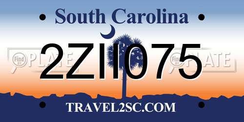 2ZII075 South Carolina License Plate