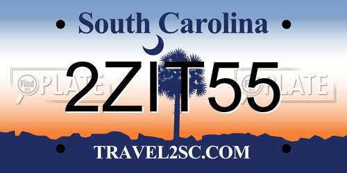2ZIT55 South Carolina License Plate
