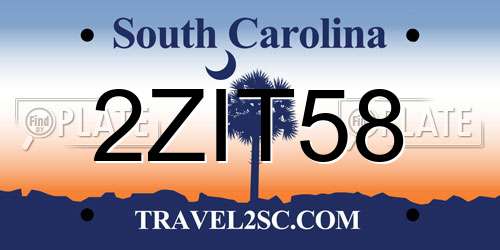 2ZIT58 South Carolina License Plate