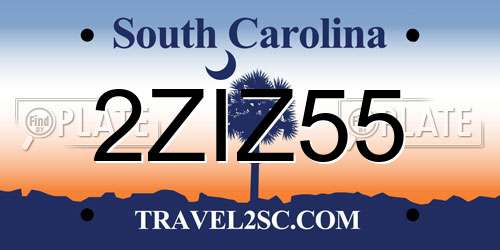 2ZIZ55 South Carolina License Plate