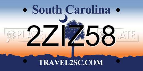2ZIZ58 South Carolina License Plate
