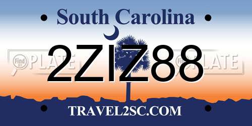 2ZIZ88 South Carolina License Plate