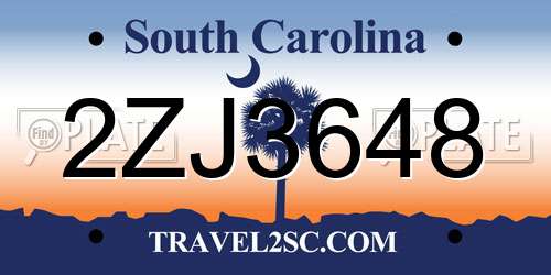 2ZJ3648 South Carolina License Plate