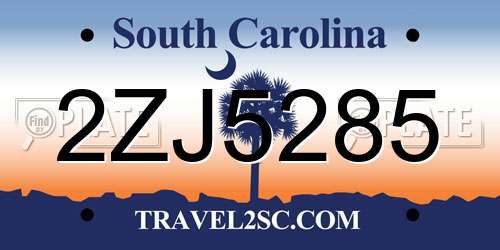 2ZJ5285 South Carolina License Plate